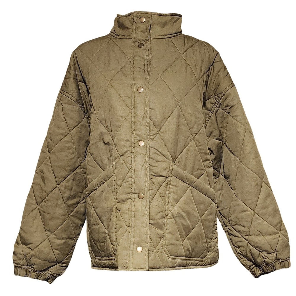 Social Standard by Sanctuary Womens XL Quilted Jacket Olive Green Button Up